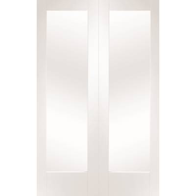 White Primed Pattern 10 Internal French Door Pair Clear Glas...